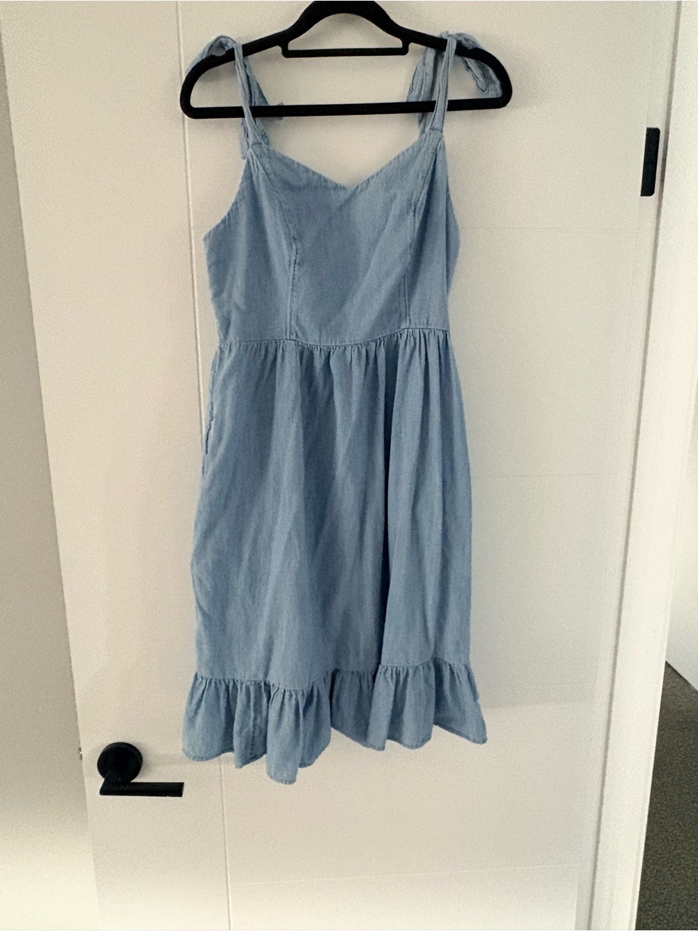 Light Blue Tie-Shoulder Womens Sundress